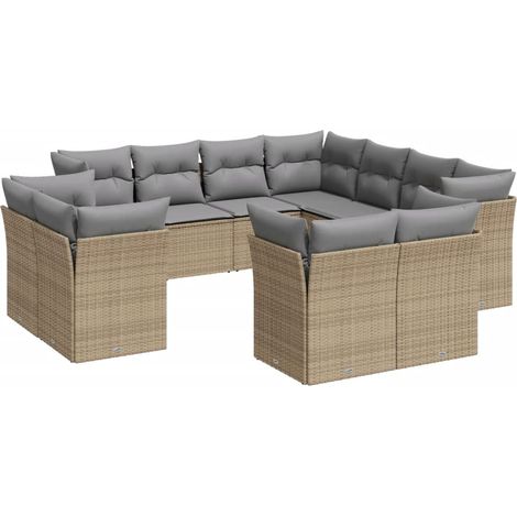 Maison Exclusive - Set de sofás de jardín 11pzas con cojines ratá (1/3)