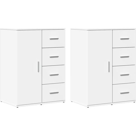 Aparador buffet cómoda armario unidad de almacenamiento organizador cocina salón salón juego de 2 59 x 39 x 80 cm blanco madera contrachapada 020036667