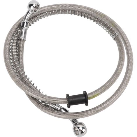Flexible Tuyau de Frein Moto 120cm, Sensibilité de Freinage Optimale, Isolation Thermique, Tresse Acier Torsadé, Raccord Universel pour Motos (1/5)