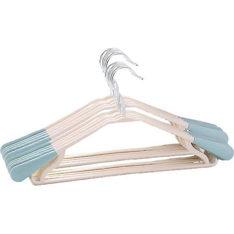 Set mit 10 schienenlosen, breiten, rutschfesten Kunststoffkleiderbügeln zum Trocknen von Kleidung (Mäntel und Hosen) zu Hause (blau) – 4117,5 cm – Blau (1/4)