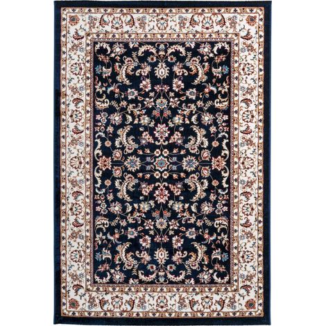 Tapis bleu marine classique effet 3d à bordure - 150 x 80 cm (1/3)