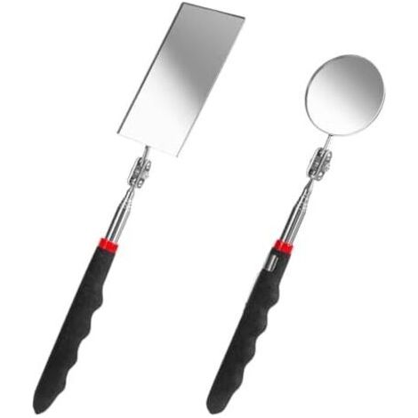 Lot de 2 miroirs d'inspection télescopiques Outil miroir automobile Miroir avec articulation à rotule en acier inoxydable Extensible jusqu'à 72 cm et 89 d'atelier pour - (1/5)