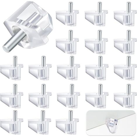 3 Millimeter or 1/8 Inch Shelf Bracket Clear Plastic Bracket Small Cabinet Shelf Pins Replacement Peg Cabinet Shelf Brackets Shelf Bracket Pins (20 Pieces)