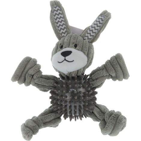 Jouet lapin Gommy gris, avec balle picots TPR, 25 cm, pour chien - Flamingo (1/5)