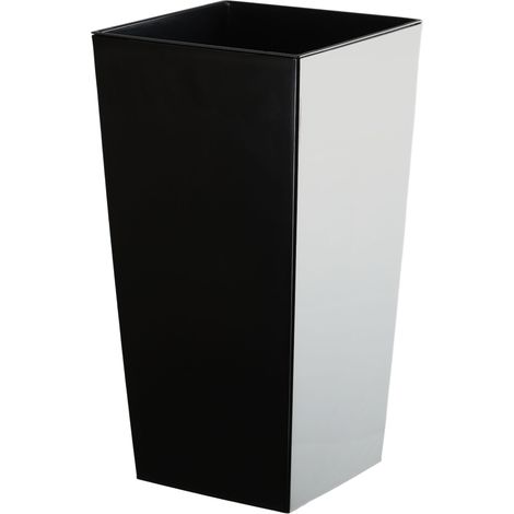 KADAX Glatt Blumentopf aus Kunststoff, mit Einlage, 35 cm, Schwarz