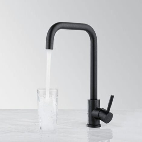 Robinet de Cuisine Nacrée Noire Mitigeur d'evier Pivotant 360° Flexible Robinetterie de Cuisine en 304 Acier Inox Peinture Cuisson Résistant à la Corrosion