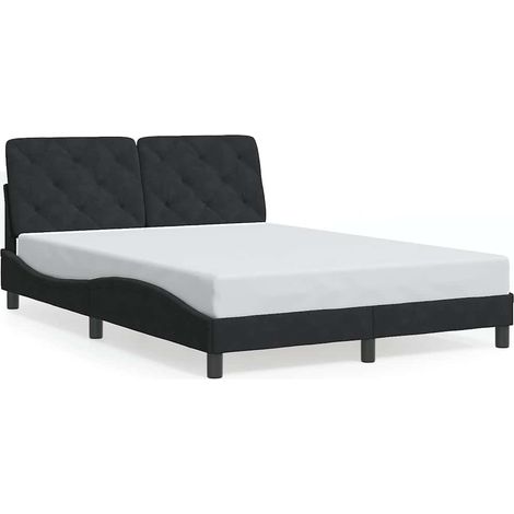 Lit double  Lit adulte  Cadre de lit sans matelas noir 140x190 cm velours (1/5)