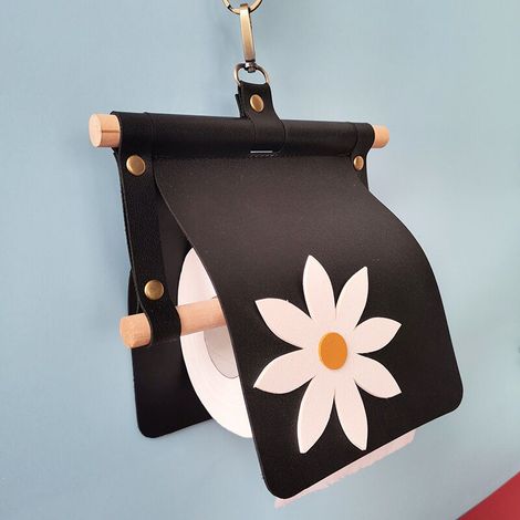 Schwarzer Toilettenpapierhalter – Rustikale Wandmontage mit Druckknopfhaken, Toilettenpapierhalter für Bad/Wohnmobil/Camping/Bauernhof, staubdichter, dekorativer Toilettenpapierspender – Crezuo