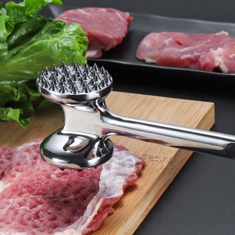 Marteau à viande - Double Face - Alliage de zinc - Couleur argent - Outil de cuisine (1/4)