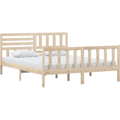 vidaXL Cadre de lit sans matelas bois massif 160x200 cm (1/5)