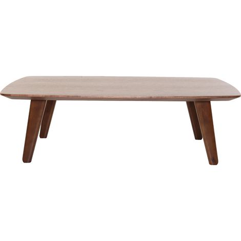 Miliboo – Table basse rectangulaire vintage bois foncé noyer L120cm – Design scandinave – Pieds compas en bouleau massif – Surface conviviale pour salon (1/4)