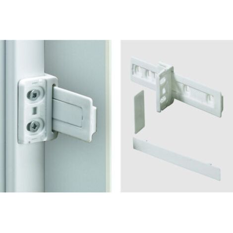 Charnière invisible pour réfrigérateur encastré – Plastique blanc – Kit complet avec rail de guidage et adaptateur – Charge maximale 30kg