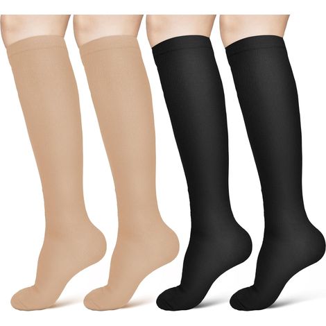Calcetines de compresión, 2 pares, 15-20 mmHg, para mujeres y hombres, calcetines de compresión, esguince de tobillo. (1/5)
