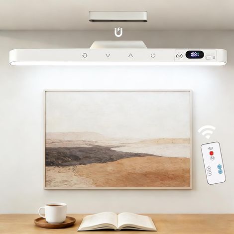 Lampe LED sous-unité de cuisine avec télécommande - Magnétique et adhésive, dimmable, 3 températures de couleur, sans fil et rechargeable par USB-C - Idéale pour placard, étagère, bureau (1/5)