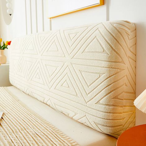 1 Housse de tête de lit, tissu jacquard extensible, protection anti-poussière, ajustement élastique, chambre Queen King (1/5)