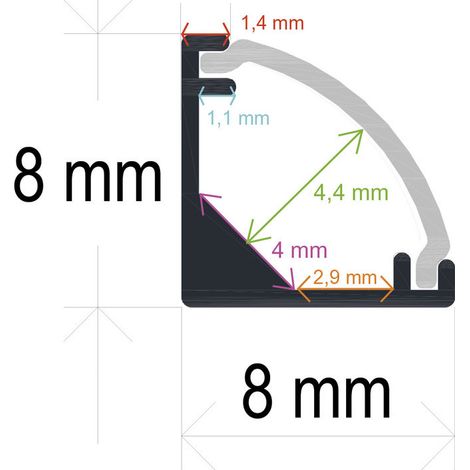 Profilo Led Angolo 8x8mm Opale 2m 16881 (1/4)