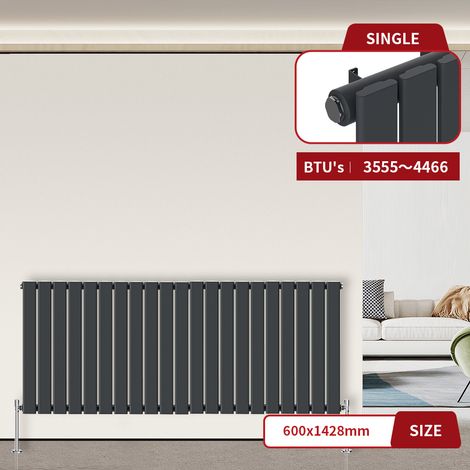 Warmehaus Flat Radiator Anthracite Horizontal 600 x 1428mm Single