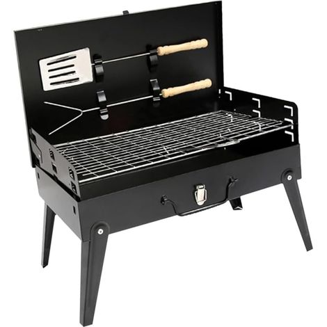 Faltbarer und tragbarer Campinggrill mit Zubehör, tragbarer Outdoor-Grill 44×27×47 cm, geeignet für Trailrunning, Wandern und Picknicks. (1/5)