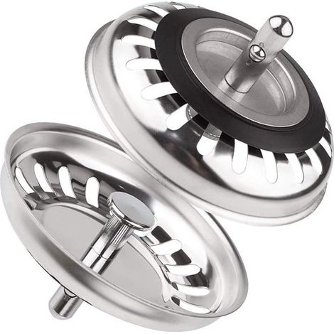 Lot de 2 - Bouchon de vidange - Crépine d'évier - Bouchon de lavabo - Crépine de cuisine 79 mm (1/5)