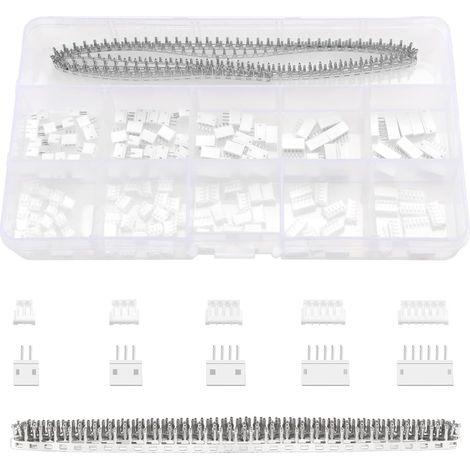 420 Pieces 1.5mm JST Connector Kit, JST-ZH 2/3/4/5/6 Pin and Male/Female Connector, with Female Pin Crimp Terminal