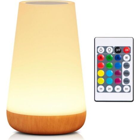 BUNTHAUS Veilleuse LED - 1, Lampe de chevet 13 couleurs RGB 5 niveaux luminosité minuterie rechargeable - Maison