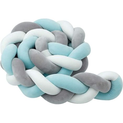 Lot de 3 tours de lit bébé - gris, blanc, bleu, 1 mètre, protection rembourrée pour berceau, barrière de lit douce et respirante, accessoire de sécurité pour enfant (1/4)