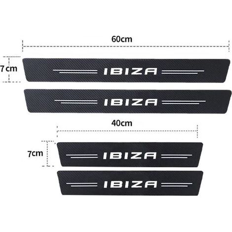 (4 pièces) Bandes de protection de seuil de porte en fibre de carbone pour Seat Ibiza,logo,protection de seuil de porte,protection de seuil de coffre arrière,autocollants de pare-chocs (1/3)