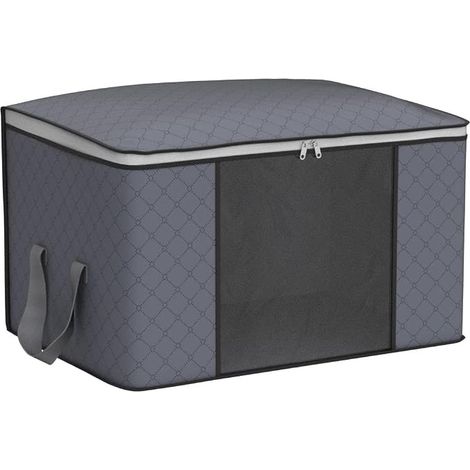 Sac de Rangement Vetement Pliable avec FenêTre Transparente, Non-tissé Boite Rangement Vetement pour Couettes, Couvertures Jouets VêTements, 60x 40x 35cm