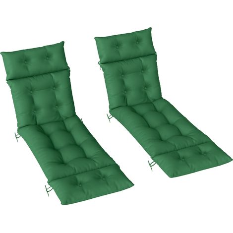 Outsunny Garden Lounge Chair Cushions Set of 2, 220gsm Fabric, Green