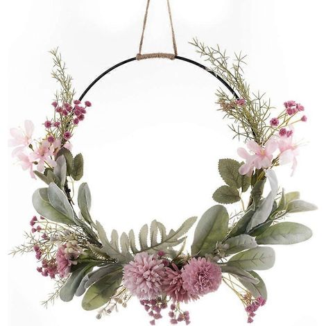 Couronne de fleurs artificielles en soie pour la porte d'entrée, le jardin et la cérémonie de mariage (1/4)