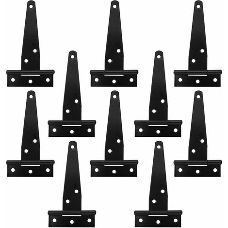 - Lot de 10 charnières en T robustes pour abri de jardin en bois 10,2 cm