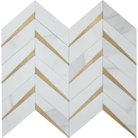 Set di 2 adesivi da parete mina 31x31 cm a motivo a spina di pesce bianchi - Atmosphera créateur d'intérieur (1/3)