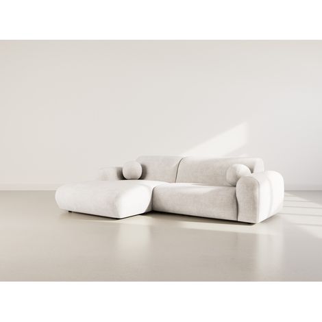 Louise - canapé d'angle gauche 4 places en velours texturé - beige