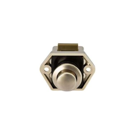 Pestillo de botón pulsador - Cerradura sin llave para muebles, perilla para puerta de armario, alacena, para RV, caravana, autocaravana, 2 piezas, níquel-crezuo