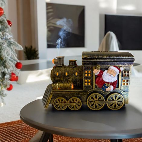 Trenino natalizio a batteria con diffusore di aromi e suoni di fischio a vapore con led bianco caldo e multicolor, h 13 cm (1/5)