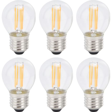 6 G45 E27 LED-Lampen in klarem Glas im Vintage-Stil