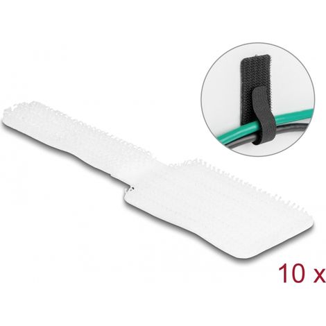 Delock Mini sujetacables de gancho y bucle LA 90 mm x AN 24 mm autoadhesivo 10 piezas blanco