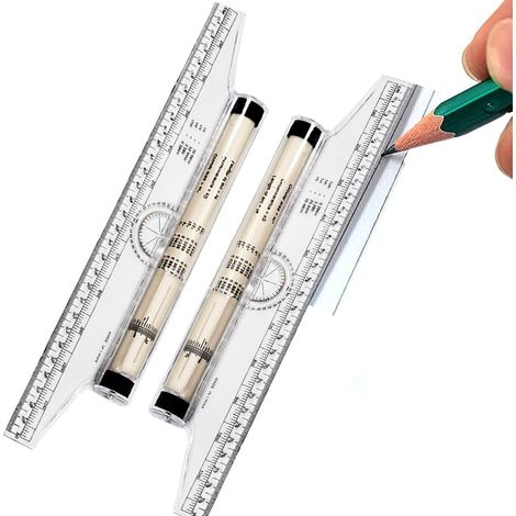 CCYKXA 2 Pieces Rolling Parallel Ruler 30cm, Multi-Purpose Roller Ruler, Plastic Rolling Parallel Ruler, for Measuring Drawing Design (1/4)