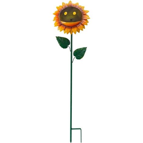 Mangeoire à oiseaux en forme de tournesol en métal pour jardin, extérieur, piquet décoratif, petit mangeoire à oiseaux, facile à assembler, en fer, 100 cm, stable et extérieur (1/5)