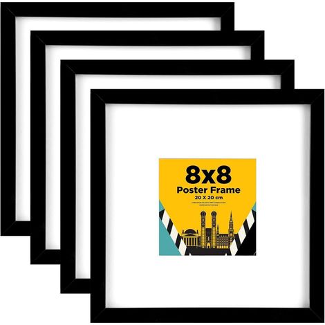 Bilderrahmen 20x20cm Acrylglas Passepartout 20x20 cm 4er Schwarz (1/5)