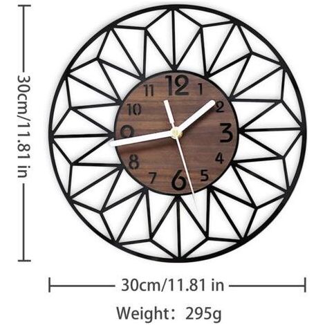 Horloge Murale Grand Muet Tenture Murale Rétro-Peut Décorer Salon Chambre Bureau Café 30cmx30cm QERSTA (1/4)