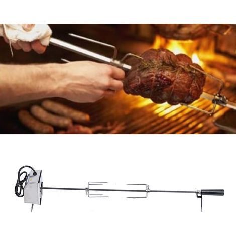 Rotisserie-Grillset – 220-V-EU-Elektro-Rotisserie-Motorset mit Drehspieß, Gabeln und Ständern aus Edelstahl SUS304, maximale Tragfähigkeit 15 kg, einfach zu montieren und tragbar für Grillabende im Fr (1/5)
