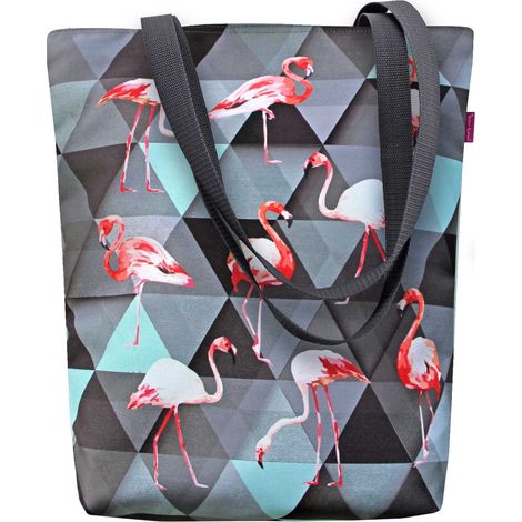 Sonnengelbe Stofftasche – Flamingos (1/5)
