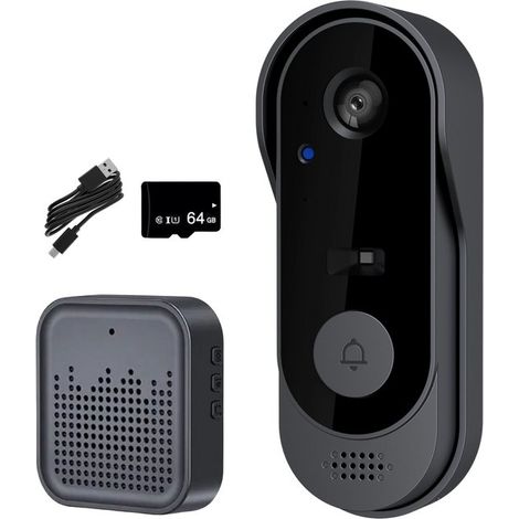 Video-Türklingel mit Kamera Intelligente kabellose Video-Türklingel mit Kamera Kabellose Türklingel mit Akku Wasserdicht IP65 Inkl Montageset Mit 64