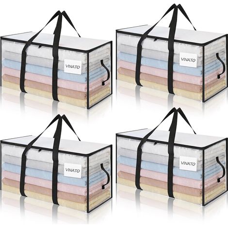 Aufbewahrungsbeutel – 4er-Set – Transparentes PE – Feuchtigkeits- und staubabweisend – Für Umzugskleidung und Bettdecken – 73 x 35 x 37 cm (1/5)