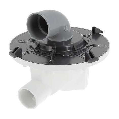 Nicoll – Siphon PMR horizontal ∅50mm avec chape pour évacuation baignoire/douche – PVC blanc – Étanchéité avec bride – Installation à coller