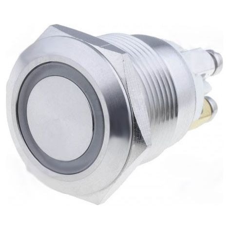 Pulsante antivandalo 24vdc 19mm Verde/blu Ip65 V19-10r-24gb-s