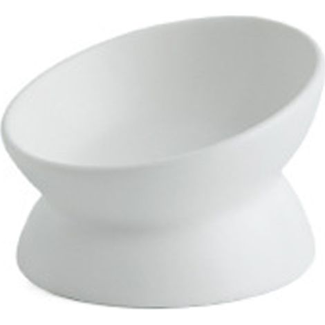 Comederos de cerámica elevados para gatos, en ángulo, con columna protectora.