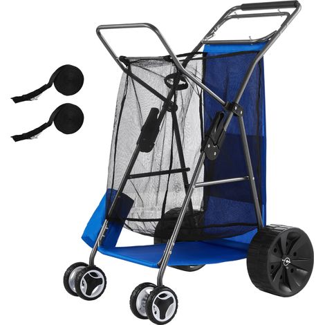 Mophorn Faltbarer Strandwagen mit Vollgummirädern (10 Zoll), Transportwagen mit Isoliertasche und Schirmhalter, Handwagen (75 kg Tragfähigkeit) für bis zu 4 Strandstühle, Praktisch für Camping (1/5)