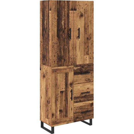 Haut Armoire avec tiroir 2 pcs Buffet Bois Ancien 69,5 x 34 x 180 cm (1/5)